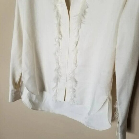 Helmut Lang Silk Feather Trim Tunic Blouse S - Picture 10 of 15